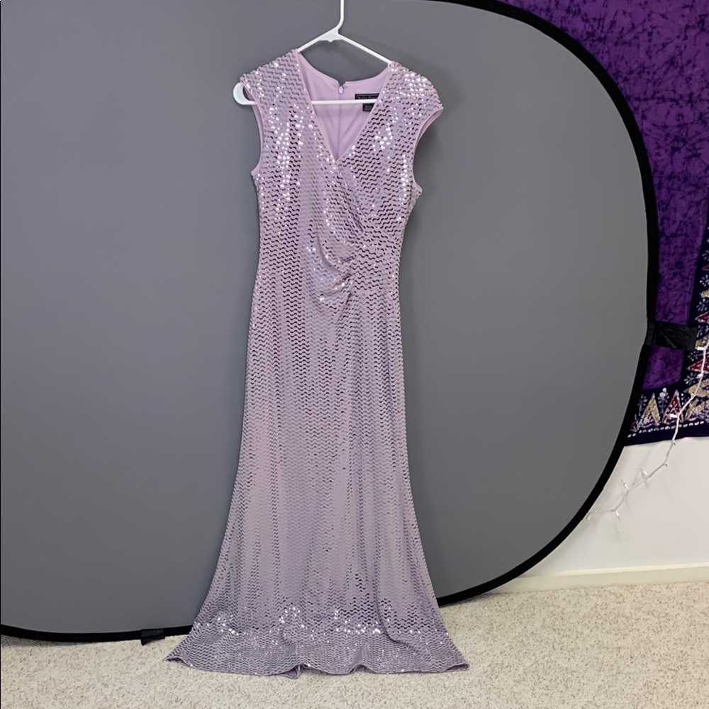 Lavender Sequin Evening Gown